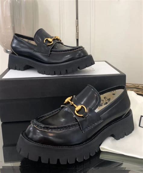 black leather gucci replica loafer shoes|gucci white loafers women.